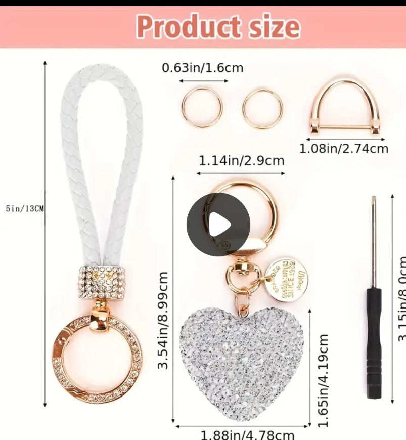 Rhinestone Heart Wristlet Keychain