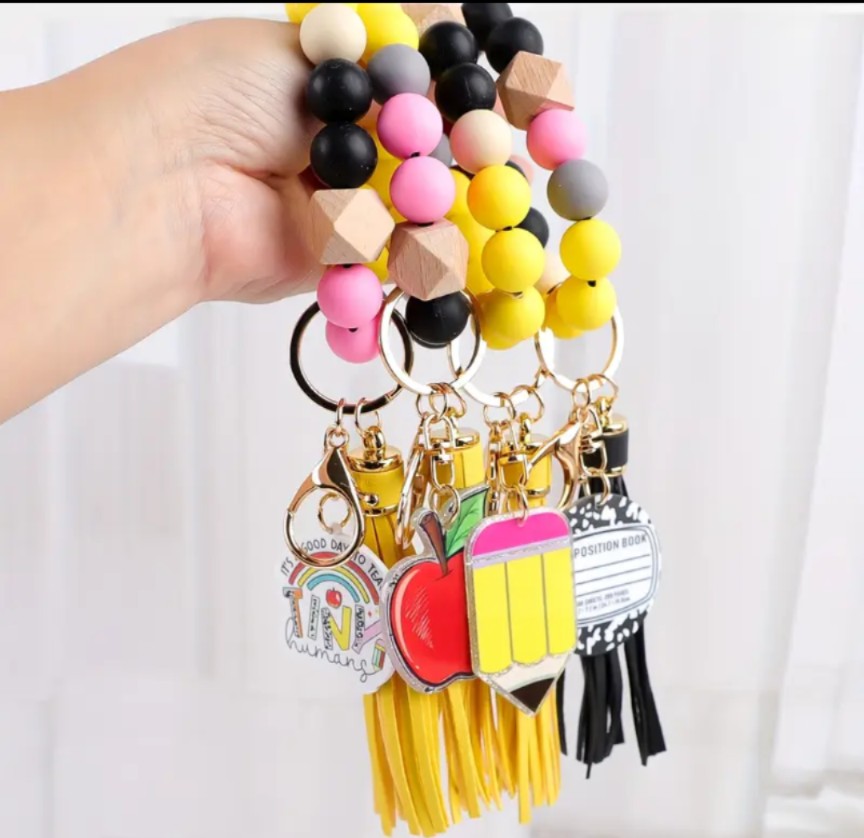 Teacher Gift Beaded Wristlet/Keychain