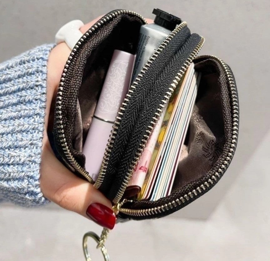 Hounds tooth Double Zipper Bag