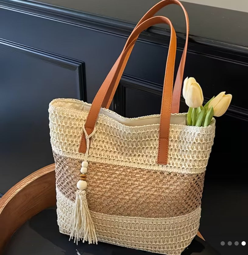 Spacious Boho Straw Tote