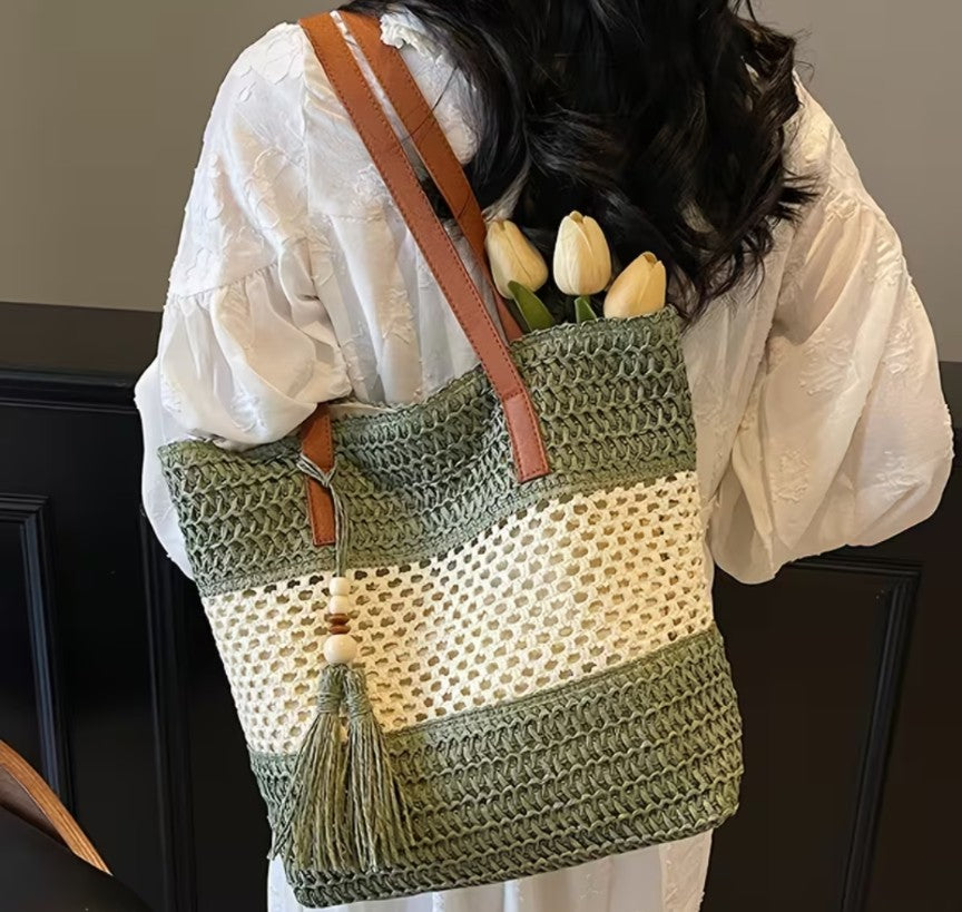 Spacious Boho Straw Tote