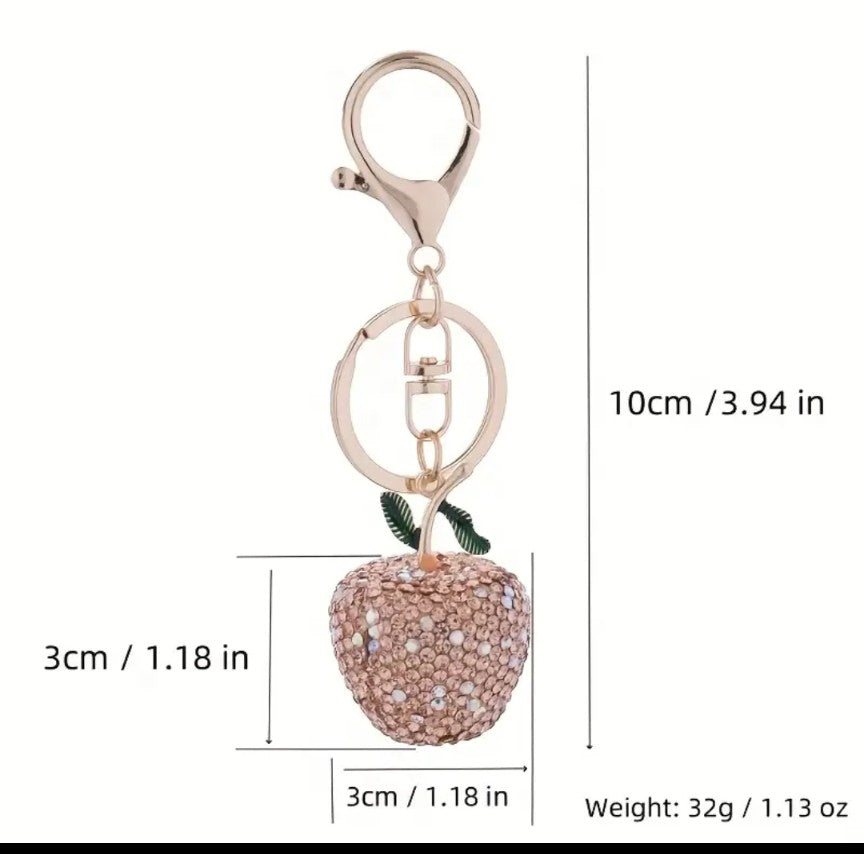 Rhinestone Apple Keychain/Bag Charm