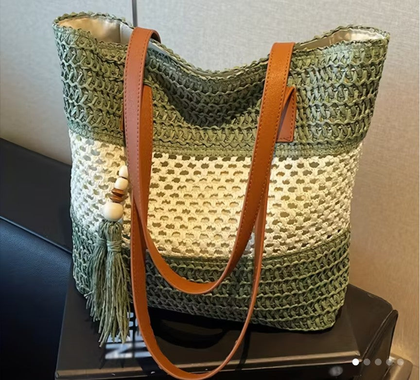 Spacious Boho Straw Tote
