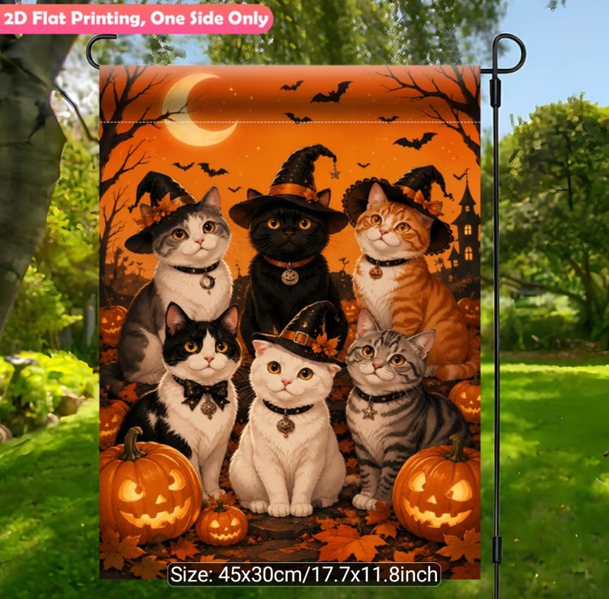 Spooky Kitty Garden Flag