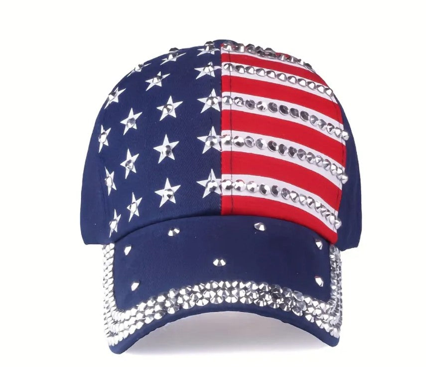 Rhinestone Encrusted Patriotic Hat