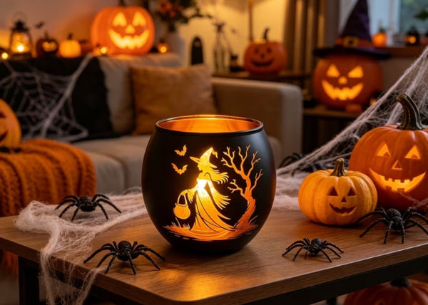 Halloween Witch Glass Votive Candle Holder