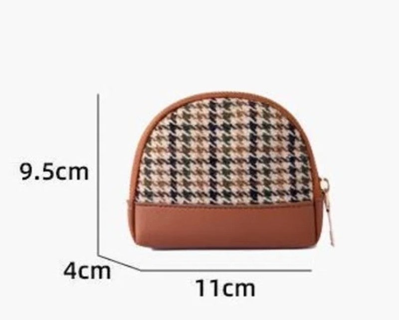 Unisex Houndstooth Pu Leather Zipper Wallets