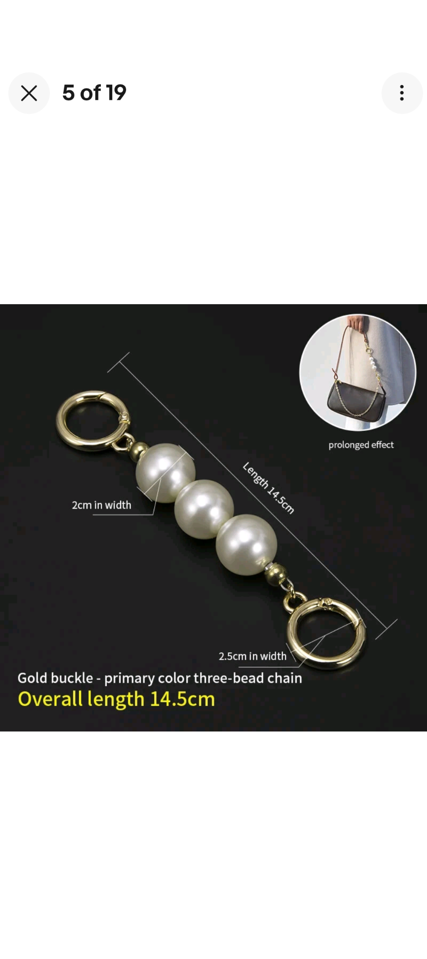 Small Pearl Handbag Extension Chain/Charm