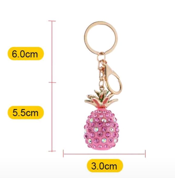 Rhinestone Golden Pineapple In Keychain/Bag Charm