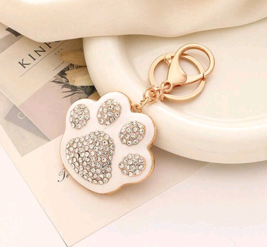 Rhinestone Paw Print Keychain/Bag Charm