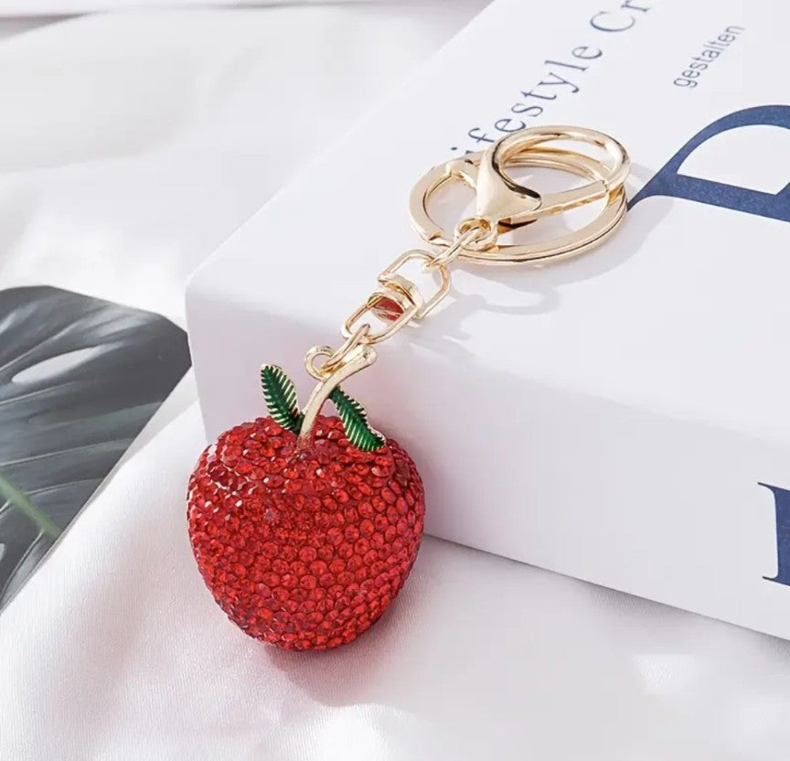 Rhinestone Apple Keychain/Bag Charm