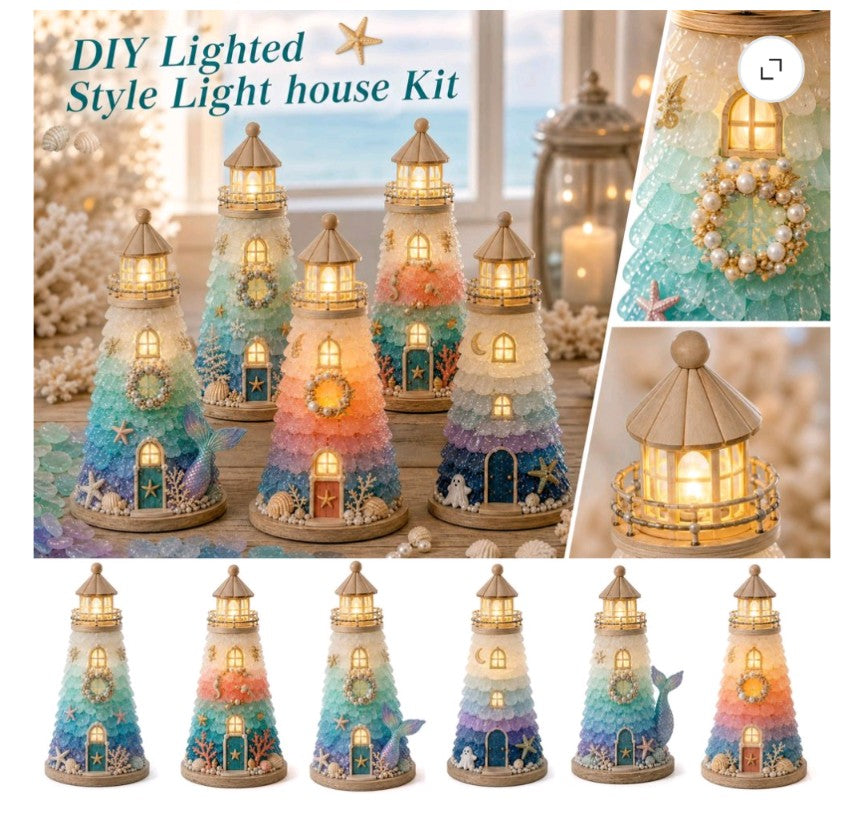 DIY Seaglass Lighthouse Nightlight Craft Kit