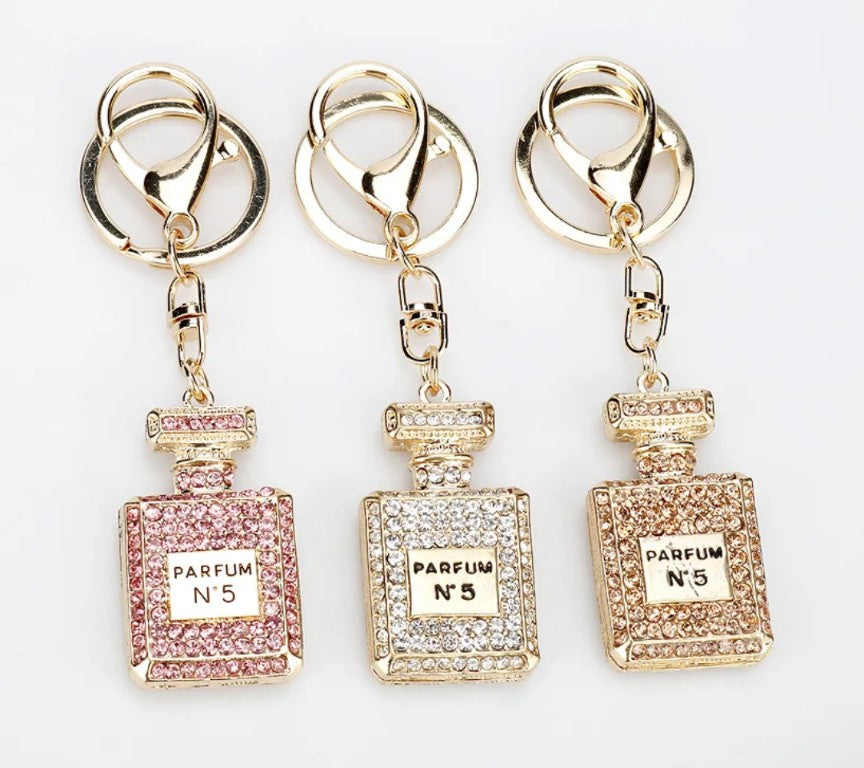 Rhinestone Perfume Bottle Keychain/Bag Charm