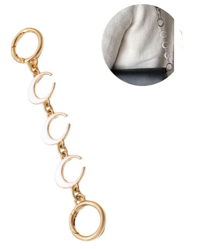Black or White Crescent Moon Purse Chain w/3 Moons