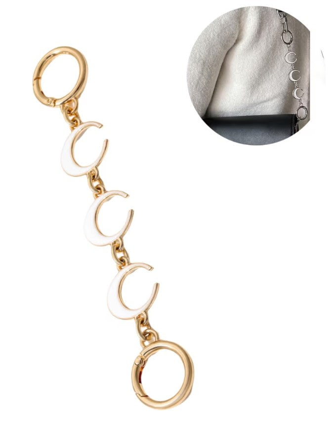 Black or White Crescent Moon Purse Chain w/3 Moons