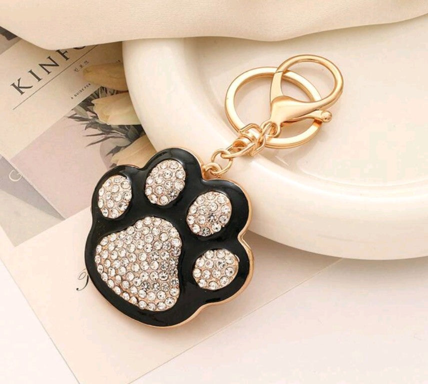 Rhinestone Paw Print Keychain/Bag Charm