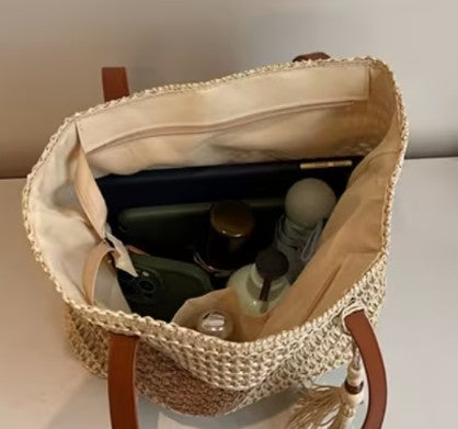Spacious Boho Straw Tote