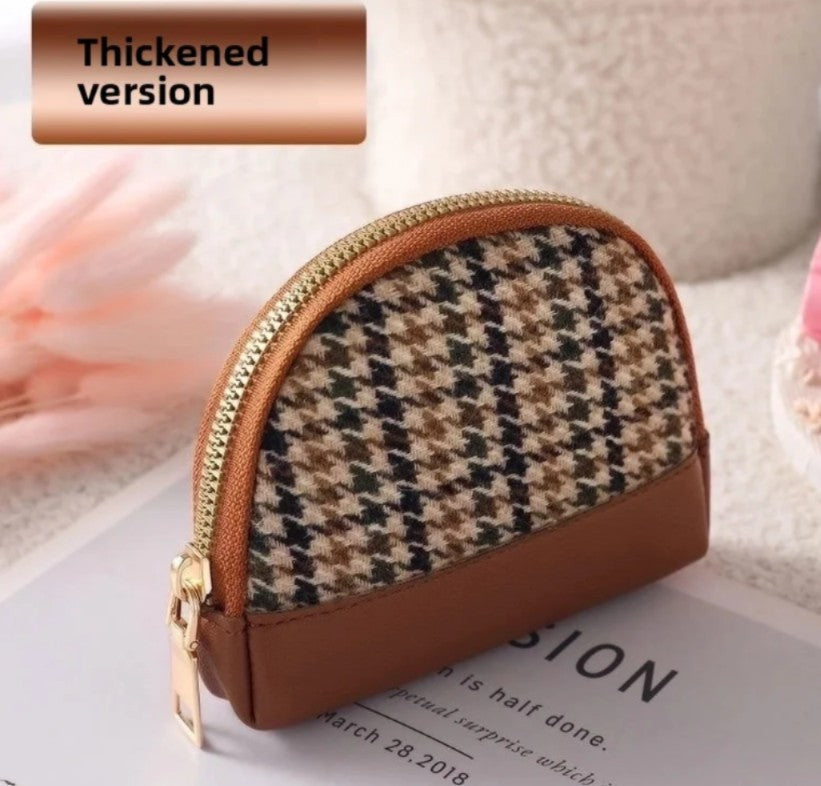 Unisex Houndstooth Pu Leather Zipper Wallets