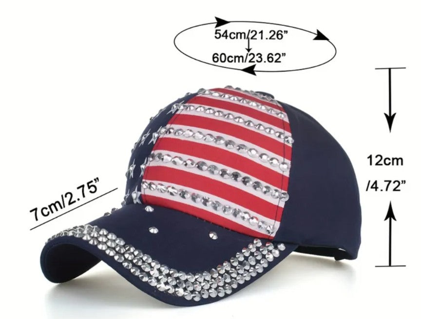 Rhinestone Encrusted Patriotic Hat