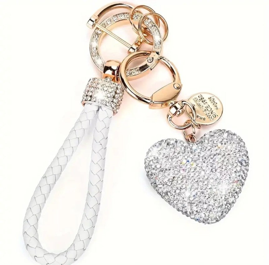 Rhinestone Heart Wristlet Keychain