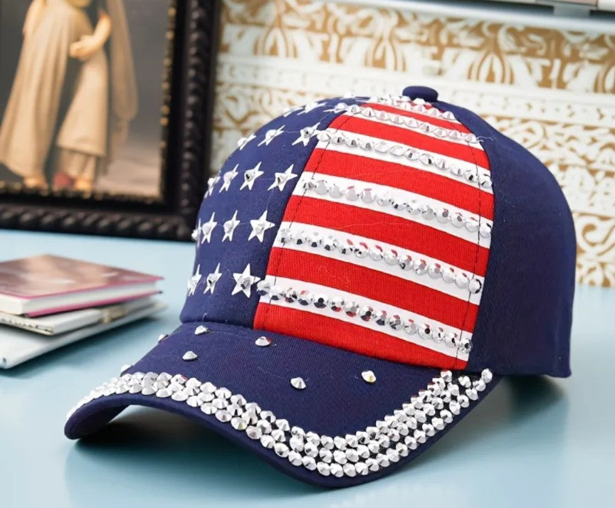 Rhinestone Encrusted Patriotic Hat