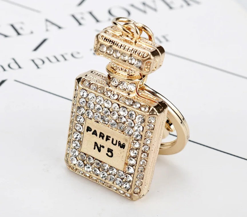 Rhinestone Perfume Bottle Keychain/Bag Charm