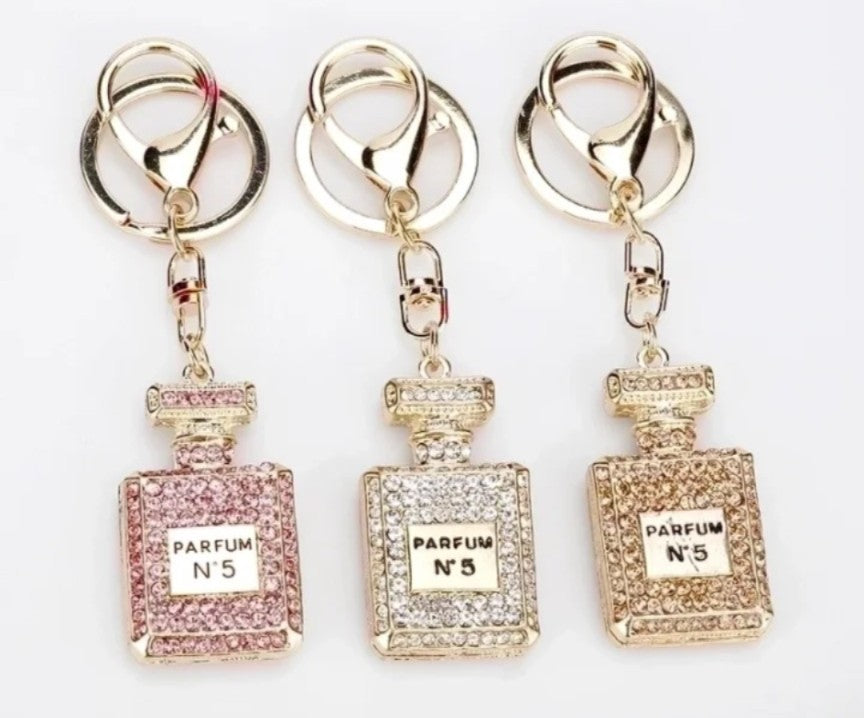Rhinestone Perfume Bottle Keychain/Bag Charm