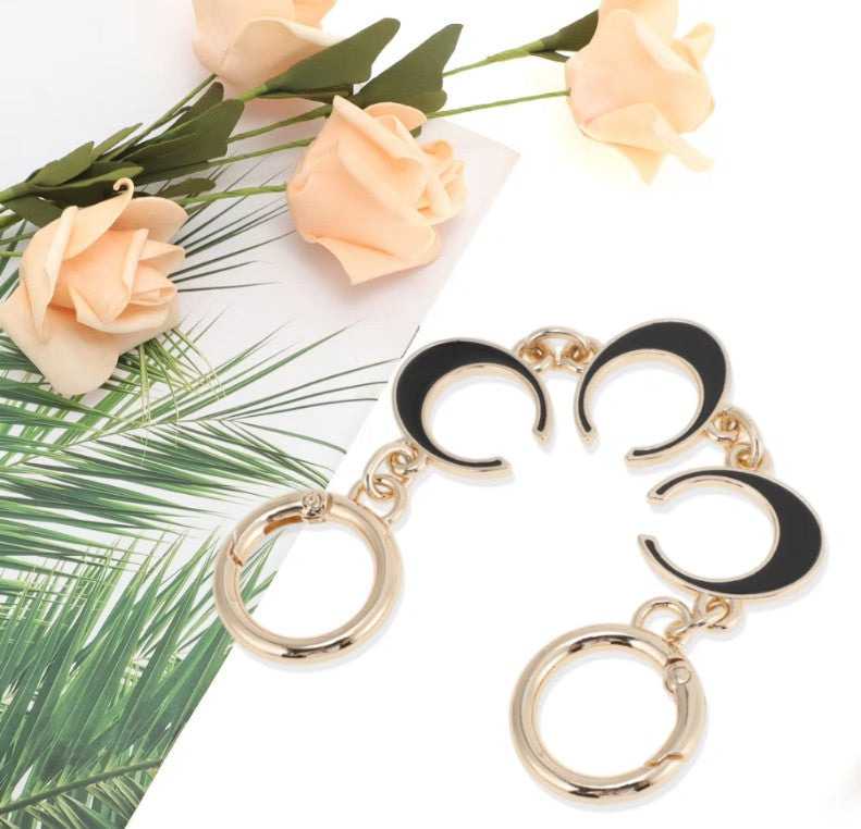 Black or White Crescent Moon Purse Chain w/3 Moons