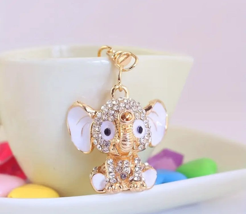 Rhinestone Sweet Baby Elephant Keychain/Bag Charm